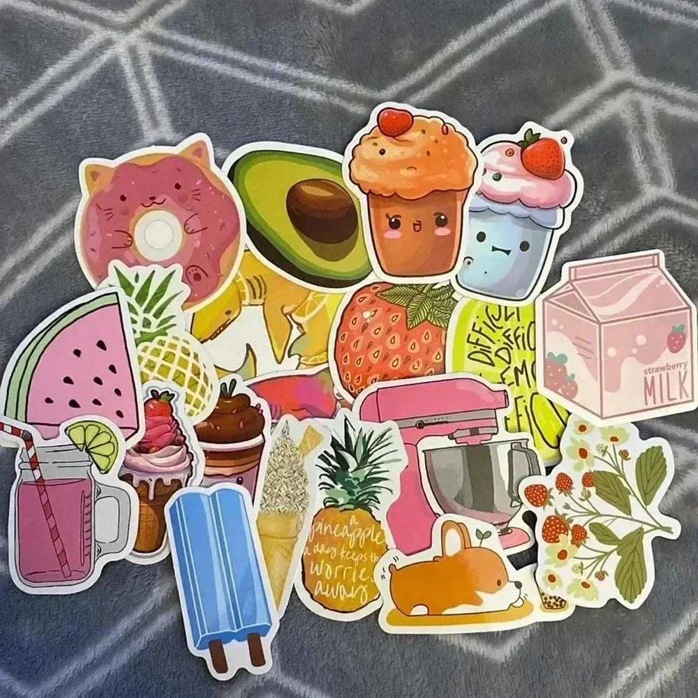 ๐ 2/$15 pack of 20 Mystery Food Variety Feminine Trendy Aesthetic Stickers - Picture 1 of 1